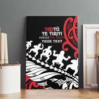 Honour The Treaty New Zealand Personalised Canvas Wall Art Toitu Te Tiriti Half Fern with Haka dance