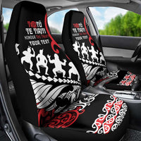 Honour The Treaty New Zealand Personalised Car Seat Cover Toitu Te Tiriti Half Fern with Haka dance