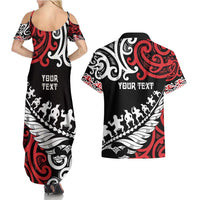 Honour The Treaty New Zealand Personalised Couples Matching Summer Maxi Dress and Hawaiian Shirt Toitu Te Tiriti Half Fern with Haka dance