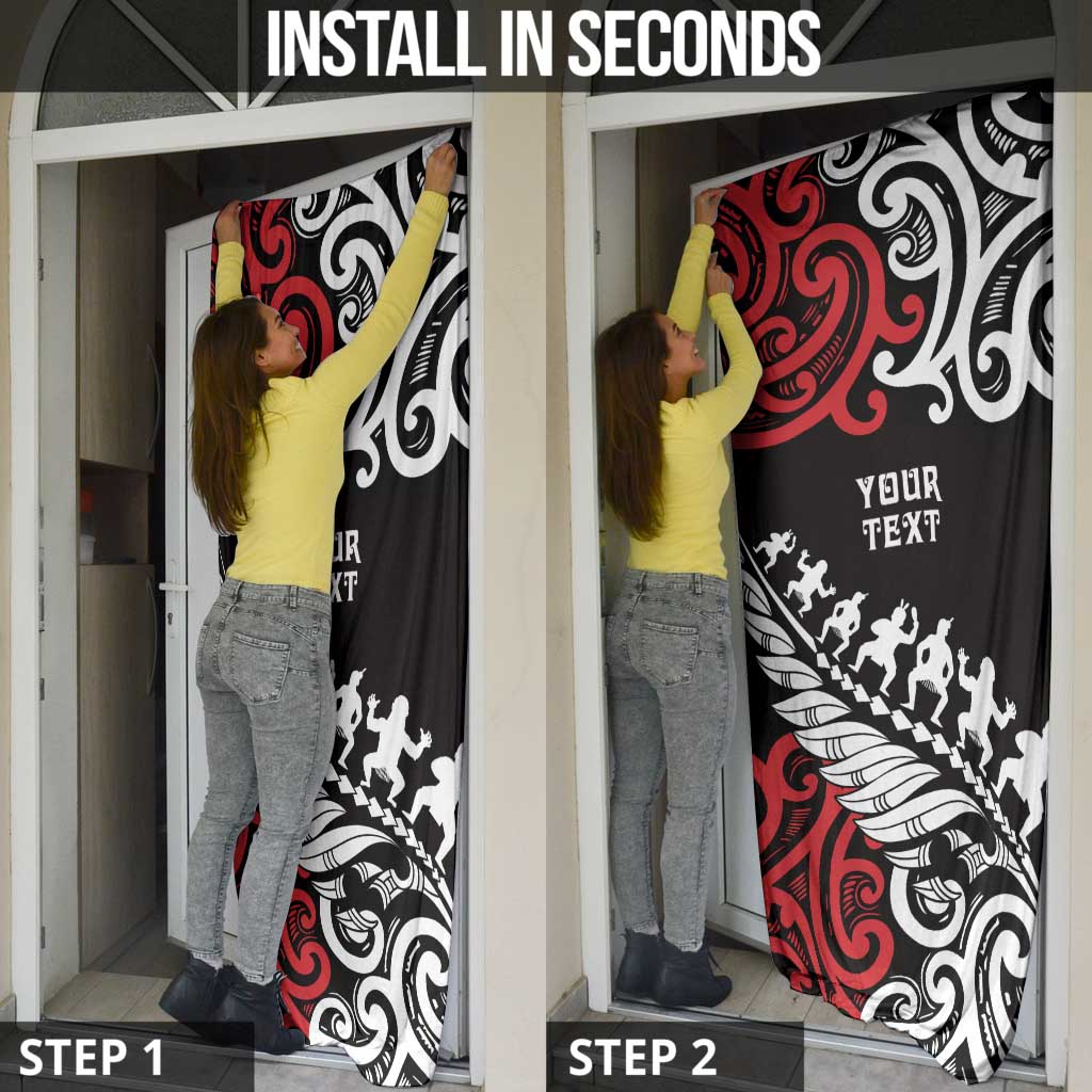 Honour The Treaty New Zealand Personalised Door Cover Toitu Te Tiriti Half Fern Haka Dance - Polynesian Pride