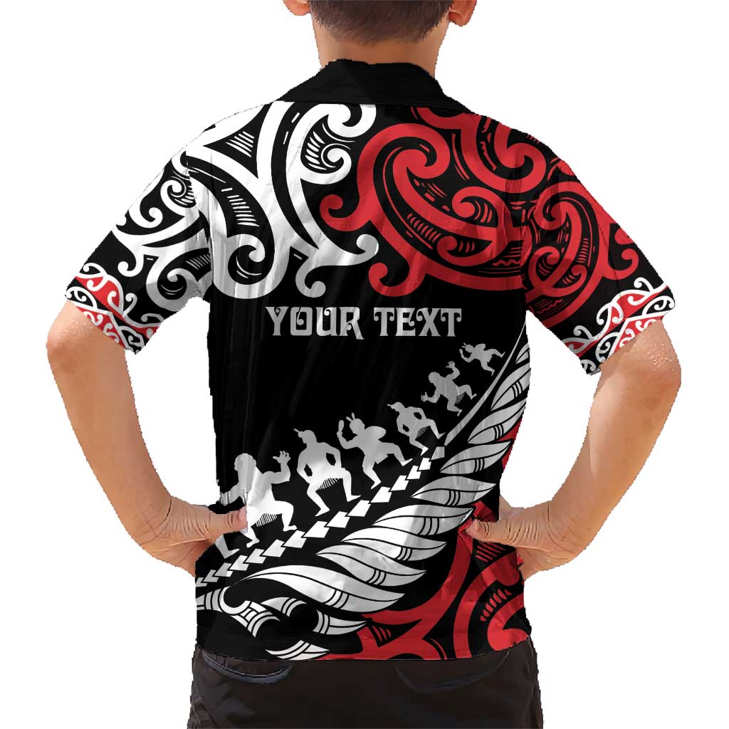 Honour The Treaty New Zealand Personalised Kid Hawaiian Shirt Toitu Te Tiriti Half Fern with Haka dance LT9 - Polynesian Pride