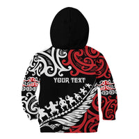 Honour The Treaty New Zealand Personalised Kid Hoodie Toitu Te Tiriti Half Fern with Haka dance