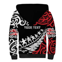 Honour The Treaty New Zealand Personalised Sherpa Hoodie Toitu Te Tiriti Half Fern with Haka dance