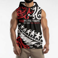 Honour The Treaty New Zealand Personalised Sleeveless Hoodie Toitu Te Tiriti Half Fern Haka Dance - Polynesian Pride