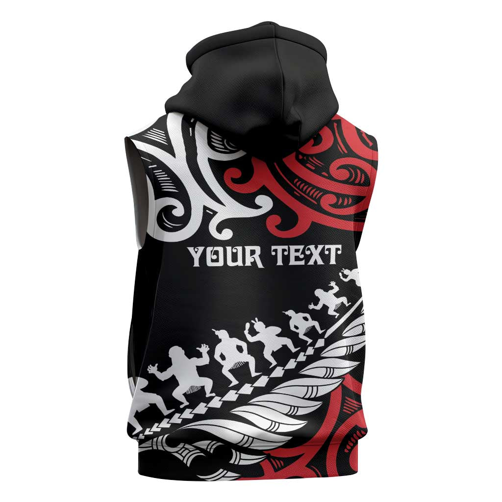Honour The Treaty New Zealand Personalised Sleeveless Zip Hoodie Toitu Te Tiriti Half Fern Haka Dance - Polynesian Pride