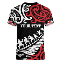 Honour The Treaty New Zealand Personalised Women V-Neck T-Shirt Toitu Te Tiriti Half Fern with Haka dance LT9 - Polynesian Pride