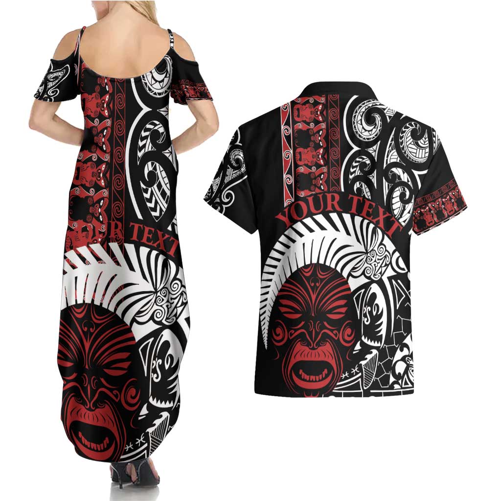 Honour The Treaty New Zealand Personalised Couples Matching Summer Maxi Dress and Hawaiian Shirt Toitu Te Tiriti Indigenous Maori Face