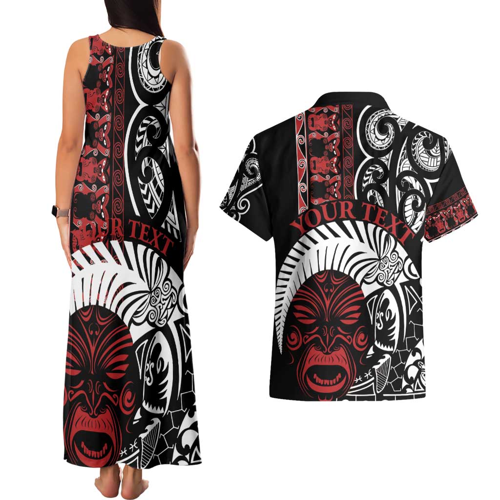 Honour The Treaty New Zealand Personalised Couples Matching Tank Maxi Dress and Hawaiian Shirt Toitu Te Tiriti Indigenous Maori Face