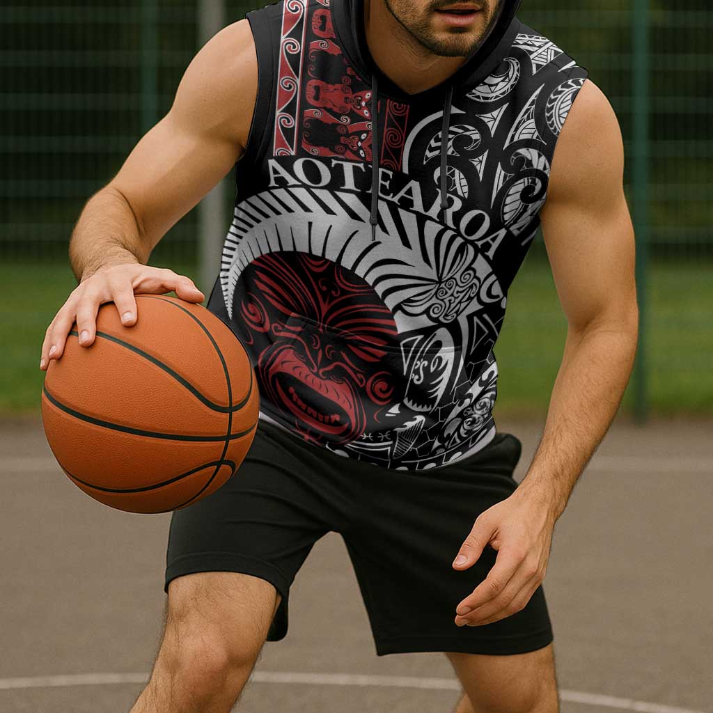 Honour The Treaty New Zealand Personalised Sleeveless Hoodie Toitu Te Tiriti Indigenous Maori Face - Polynesian Pride