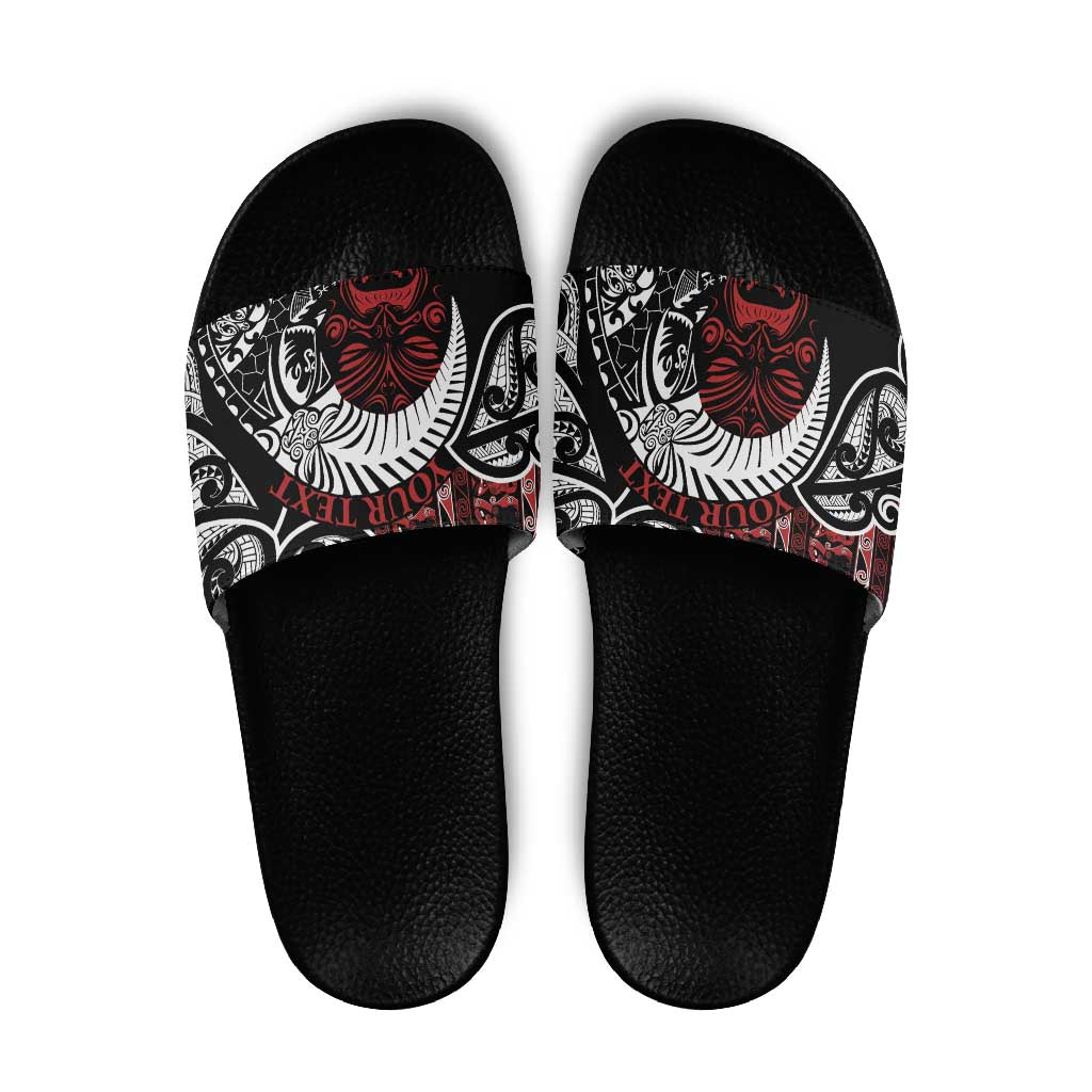 Honour The Treaty New Zealand Personalised Slide Sandals Toitu Te Tiriti Indigenous Maori Face - Polynesian Pride