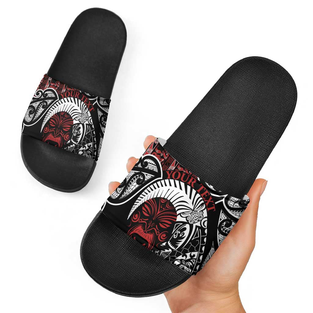 Honour The Treaty New Zealand Personalised Slide Sandals Toitu Te Tiriti Indigenous Maori Face - Polynesian Pride