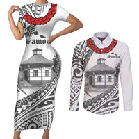 Samoa Mau Movement House Personalised Couples Matching Short Sleeve Bodycon Dress and Long Sleeve Button Shirt Fa'a Samoa The Samoan Way