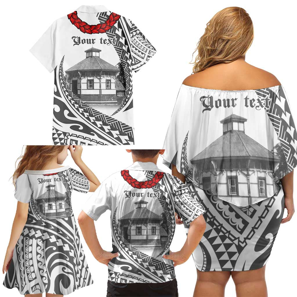 Samoa Mau Movement House Personalised Family Matching Off Shoulder Short Dress and Hawaiian Shirt Fa'a Samoa The Samoan Way