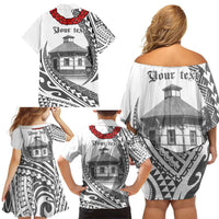 Samoa Mau Movement House Personalised Family Matching Off Shoulder Short Dress and Hawaiian Shirt Fa'a Samoa The Samoan Way