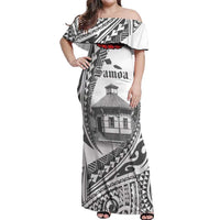 Samoa Mau Movement House Personalised Off Shoulder Maxi Dress Fa'a Samoa The Samoan Way LT9 Women White - Polynesian Pride
