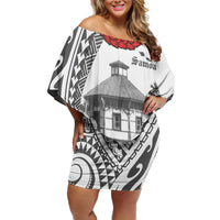 Samoa Mau Movement House Personalised Off Shoulder Short Dress Fa'a Samoa The Samoan Way LT9 Women White - Polynesian Pride