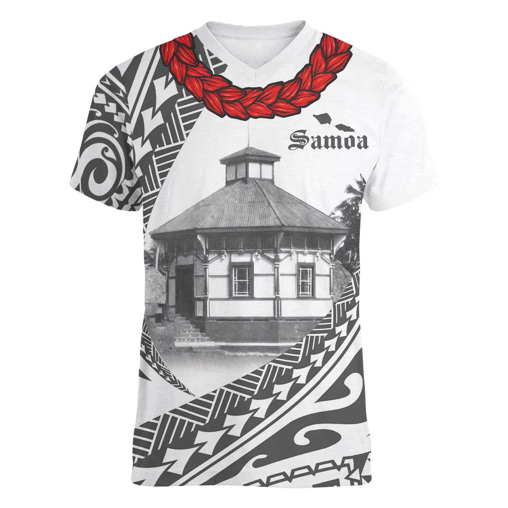 Samoa Mau Movement House Personalised Women V-Neck T-Shirt Fa'a Samoa The Samoan Way