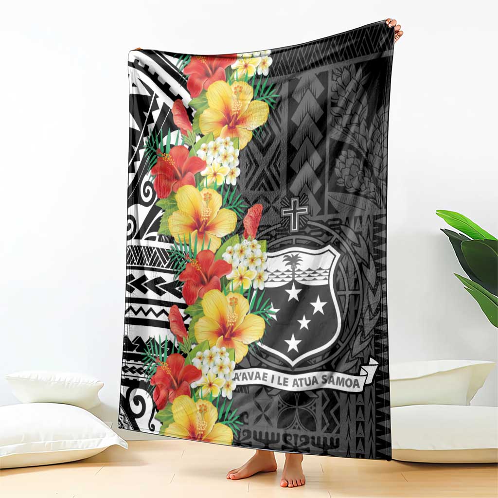 Samoa Tribal Hibiscus Flowers Blanket