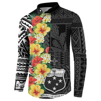 Samoa Tribal Hibiscus Flowers Button Sweatshirt
