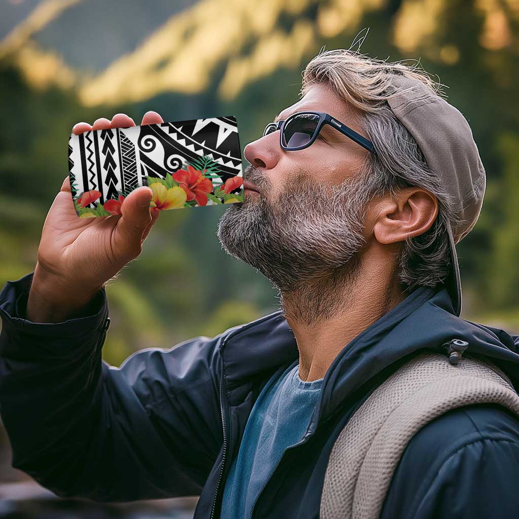 Samoa Tribal Hibiscus Flowers 4 in 1 Can Cooler Tumbler