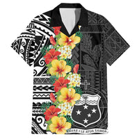 Samoa Tribal Hibiscus Flowers Family Matching Long Sleeve Bodycon Dress and Hawaiian Shirt