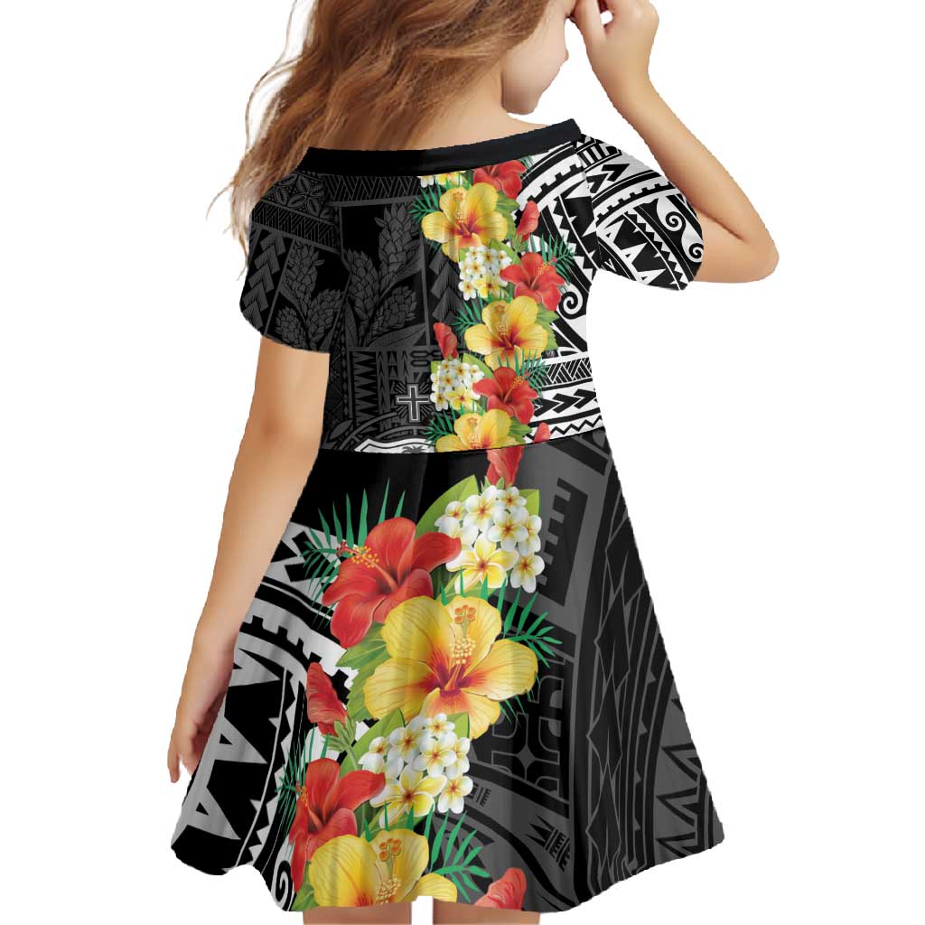 Samoa Tribal Hibiscus Flowers Family Matching Tank Maxi Dress and Hawaiian Shirt