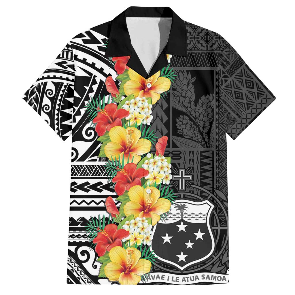 Samoa Tribal Hibiscus Flowers Family Matching Tank Maxi Dress and Hawaiian Shirt
