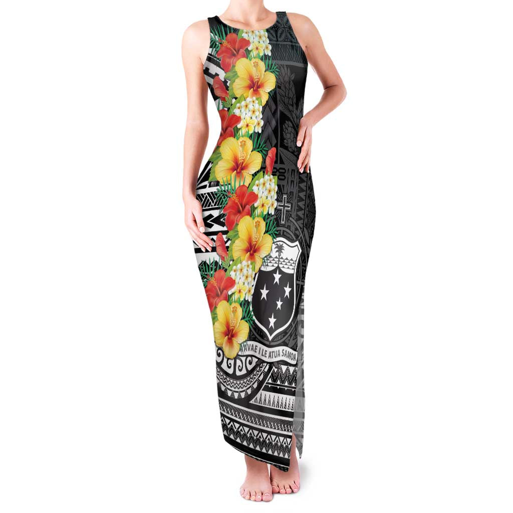 Samoa Tribal Hibiscus Flowers Family Matching Tank Maxi Dress and Hawaiian Shirt