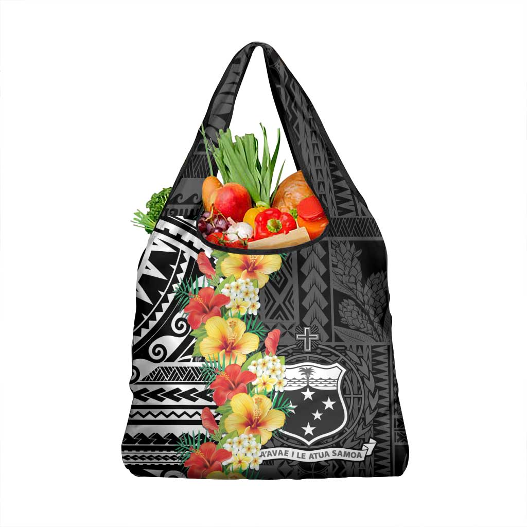 Samoa Tribal Hibiscus Flowers Grocery Bag