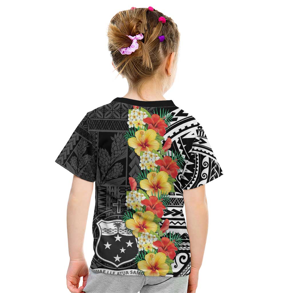 Samoa Tribal Hibiscus Flowers Kid T Shirt