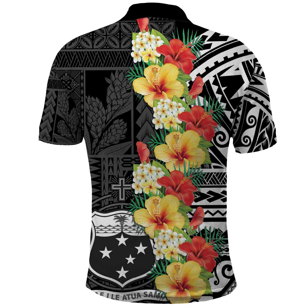 Samoa Tribal Hibiscus Flowers Polo Shirt