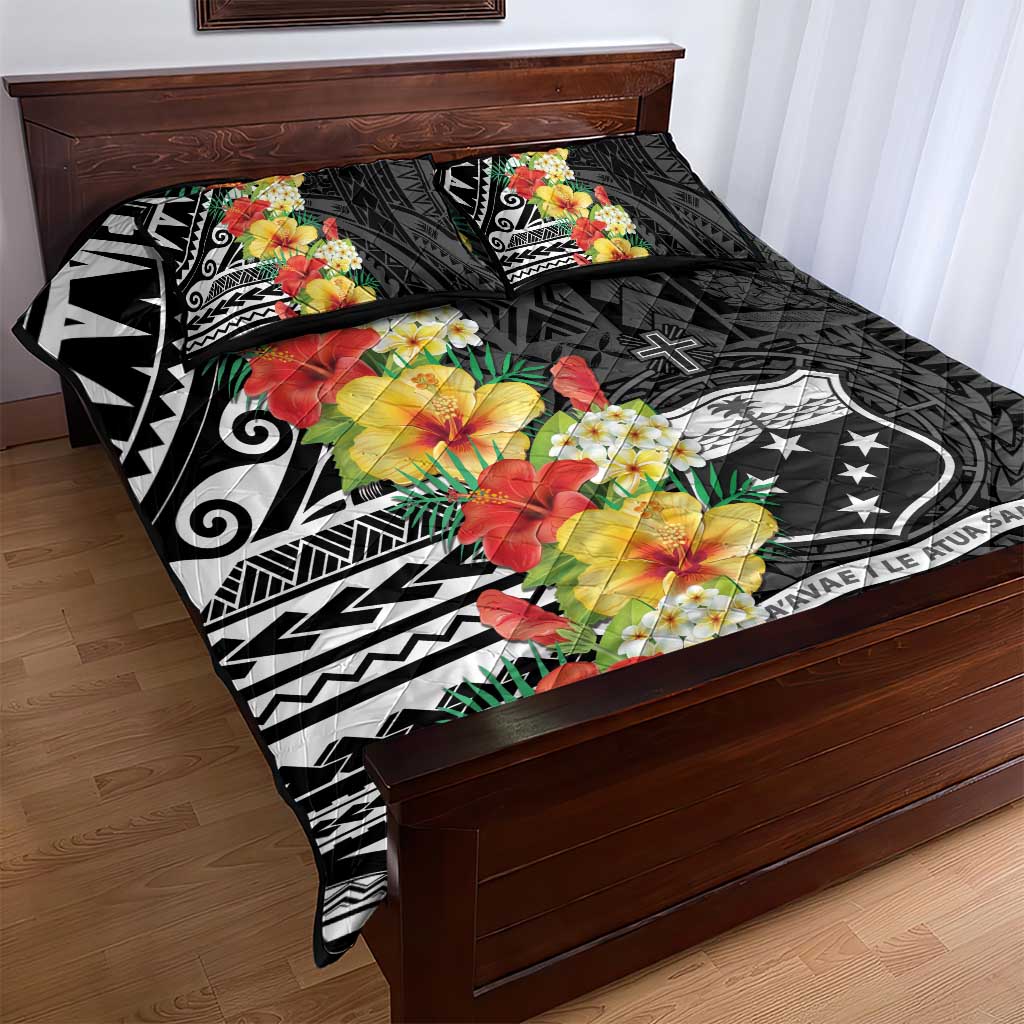 Samoa Tribal Hibiscus Flowers Quilt Bed Set