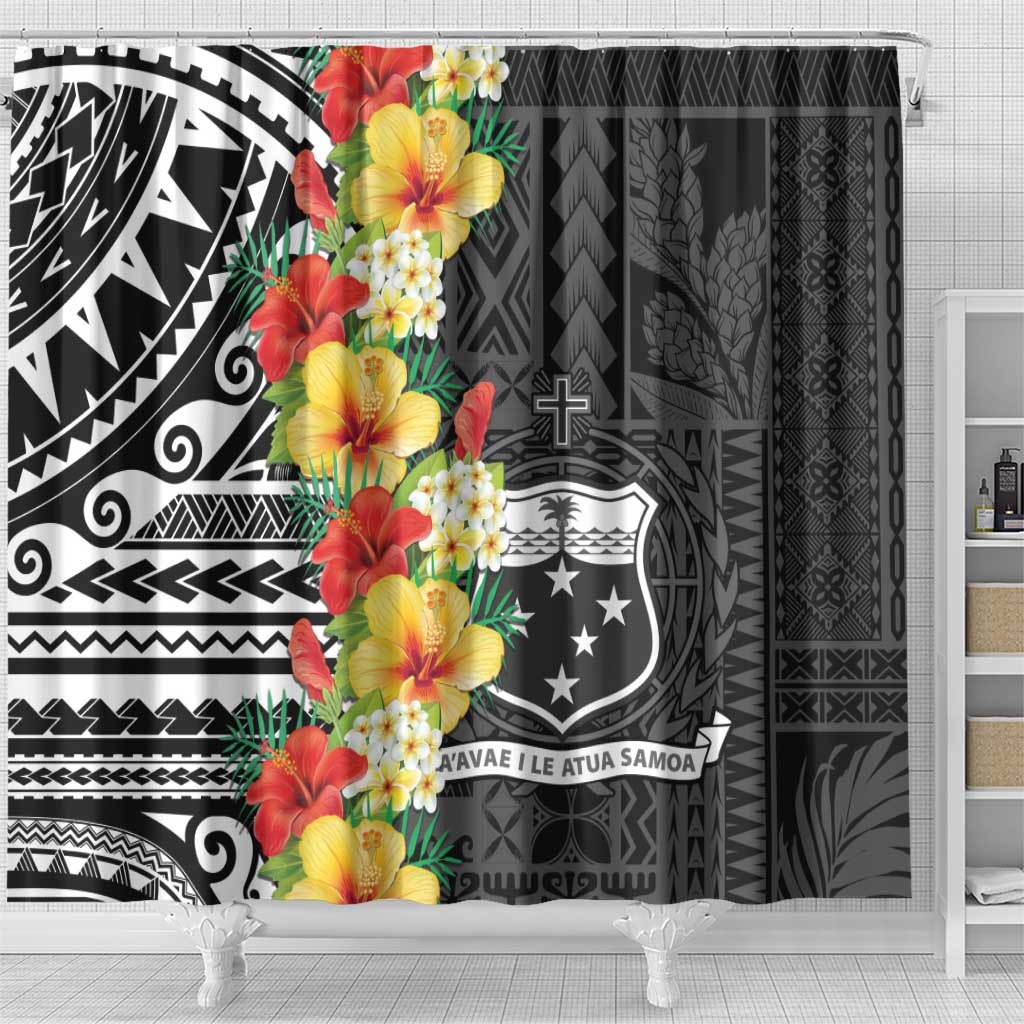 Samoa Tribal Hibiscus Flowers Shower Curtain