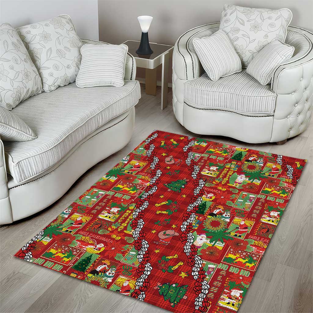 Mele Kalikimaka Pakalana Pikake Lei Area Rug Hawaiian Rodeo Paniolo Omaomao Palaka - Polynesian Pride