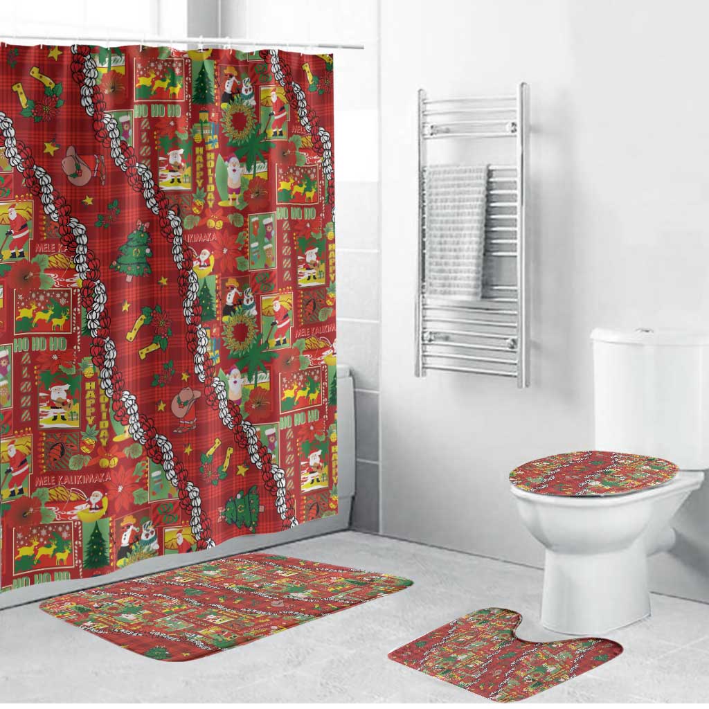 Mele Kalikimaka Pakalana Pikake Lei Bathroom Set Hawaiian Rodeo Paniolo Omaomao Palaka - Polynesian Pride