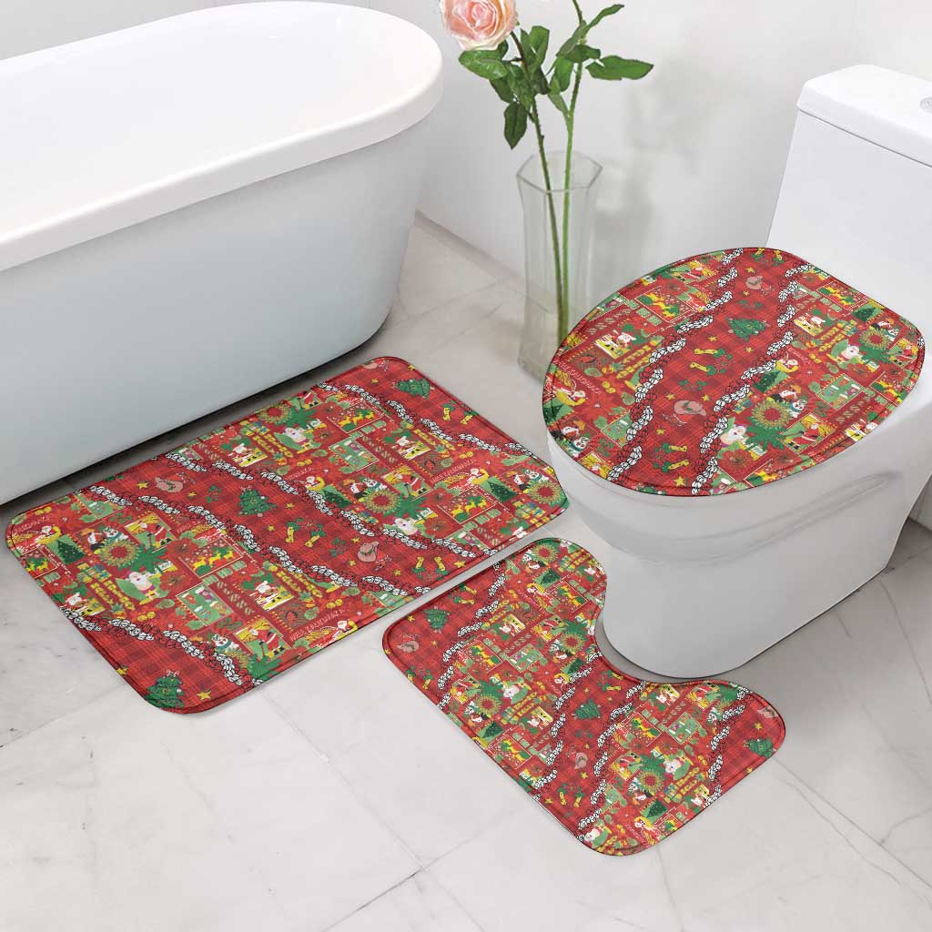 Mele Kalikimaka Pakalana Pikake Lei Bathroom Set Hawaiian Rodeo Paniolo Omaomao Palaka - Polynesian Pride