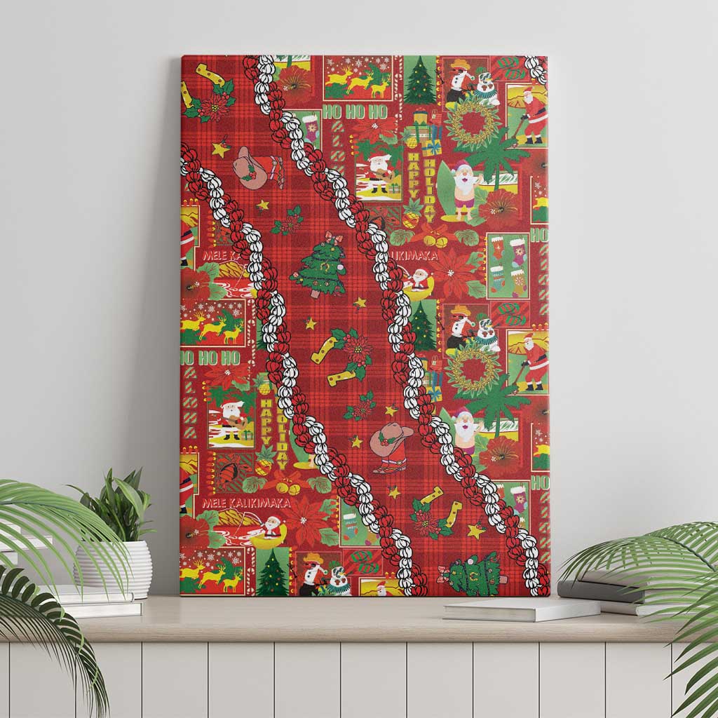Mele Kalikimaka Pakalana Pikake Lei Canvas Wall Art Hawaiian Rodeo Paniolo Omaomao Palaka - Polynesian Pride