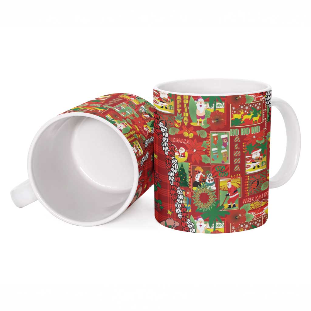 Mele Kalikimaka Pakalana Pikake Lei Ceramic Mug Hawaiian Rodeo Paniolo Omaomao Palaka - Polynesian Pride