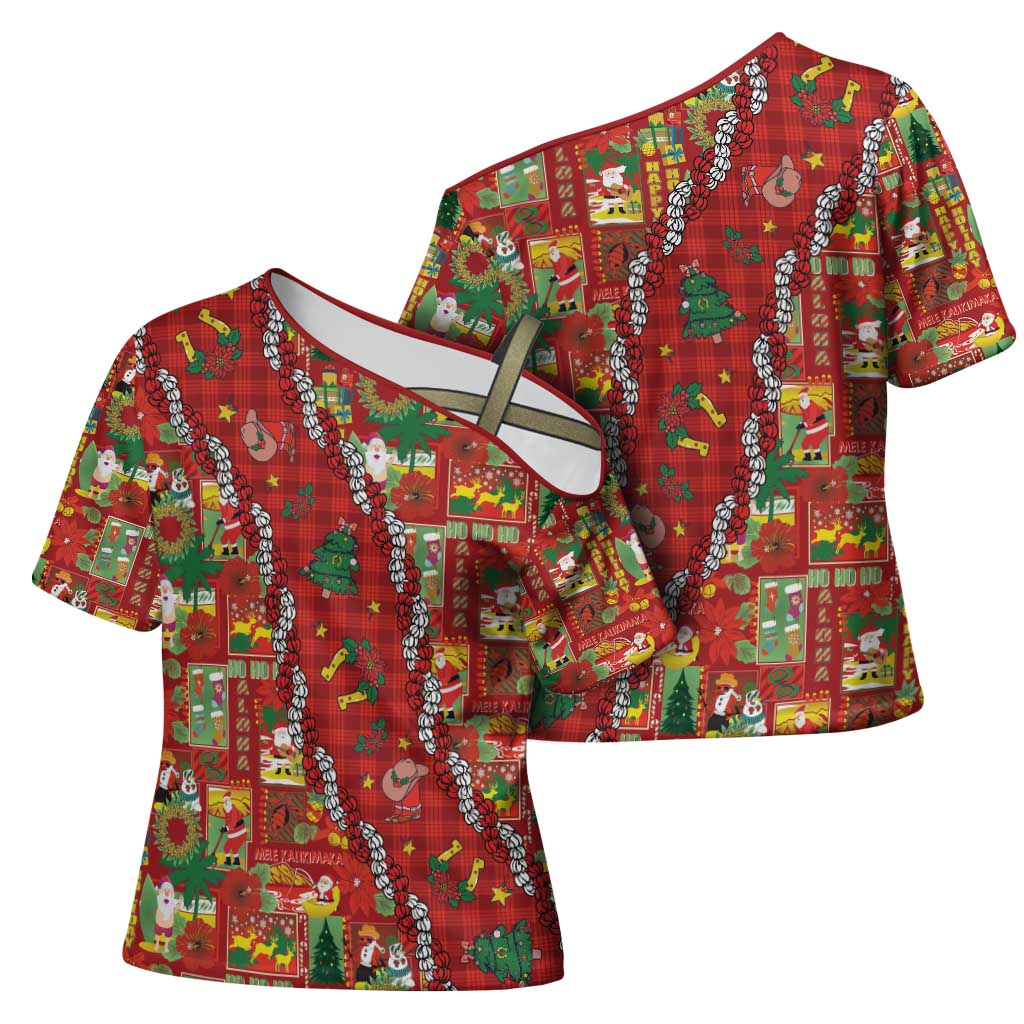 Mele Kalikimaka Pakalana Pikake Lei Cross Shoulder Shirt Hawaiian Rodeo Paniolo Omaomao Palaka - Polynesian Pride