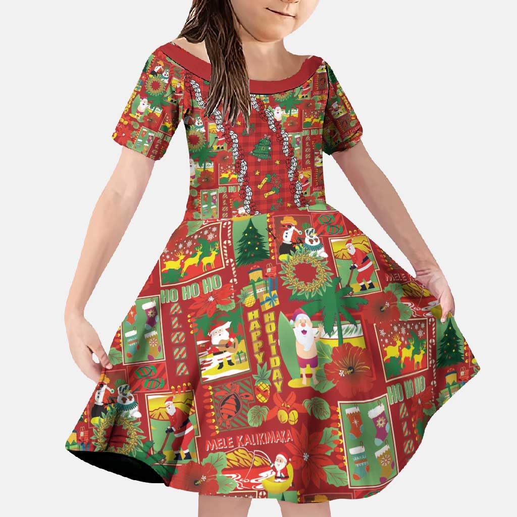 Mele Kalikimaka Pakalana Pikake Lei Family Matching Short Sleeve Bodycon Dress and Hawaiian Shirt Hawaiian Rodeo Paniolo Omaomao Palaka - Polynesian Pride
