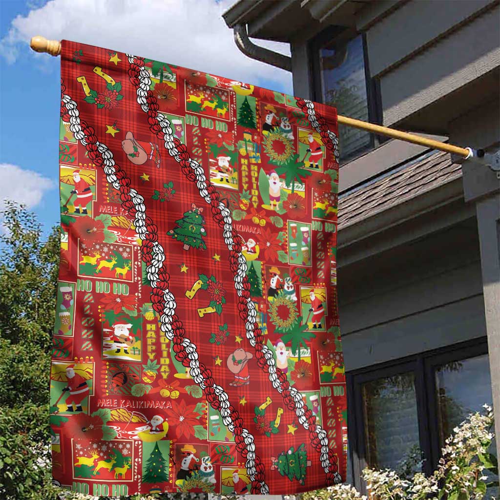 Mele Kalikimaka Pakalana Pikake Lei Garden Flag Hawaiian Rodeo Paniolo Omaomao Palaka - Polynesian Pride