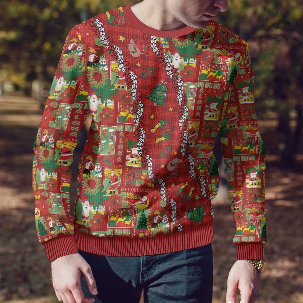 Mele Kalikimaka Pakalana Pikake Lei Ugly Christmas Sweater Hawaiian Rodeo Paniolo Omaomao Palaka - Polynesian Pride