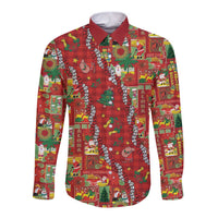 Mele Kalikimaka Pakalana Pikake Lei Long Sleeve Button Shirt Hawaiian Rodeo Paniolo Omaomao Palaka - Polynesian Pride