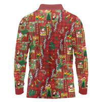 Mele Kalikimaka Pakalana Pikake Lei Long Sleeve Polo Shirt Hawaiian Rodeo Paniolo Omaomao Palaka - Polynesian Pride