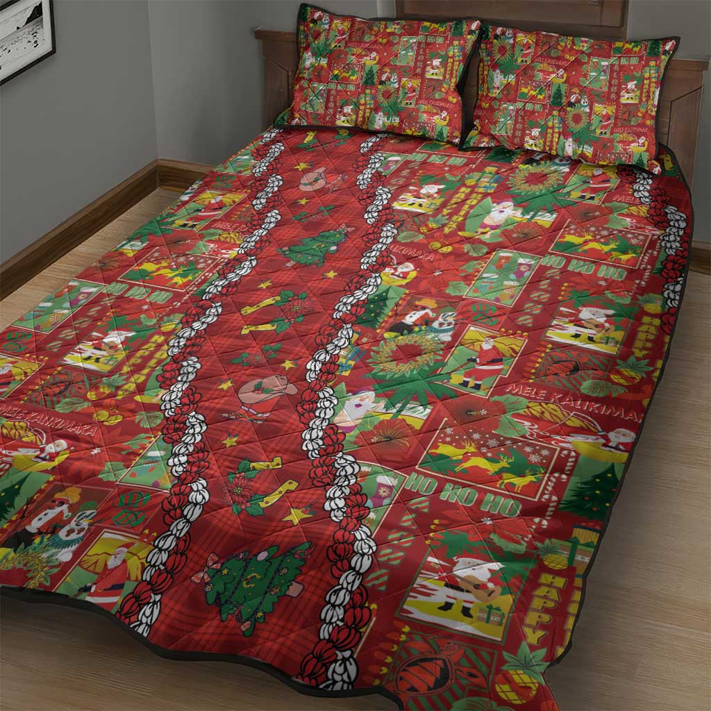 Mele Kalikimaka Pakalana Pikake Lei Quilt Bed Set Hawaiian Rodeo Paniolo Omaomao Palaka - Polynesian Pride