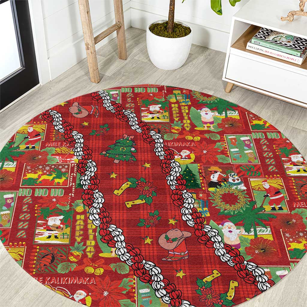 Mele Kalikimaka Pakalana Pikake Lei Round Carpet Hawaiian Rodeo Paniolo Omaomao Palaka - Polynesian Pride