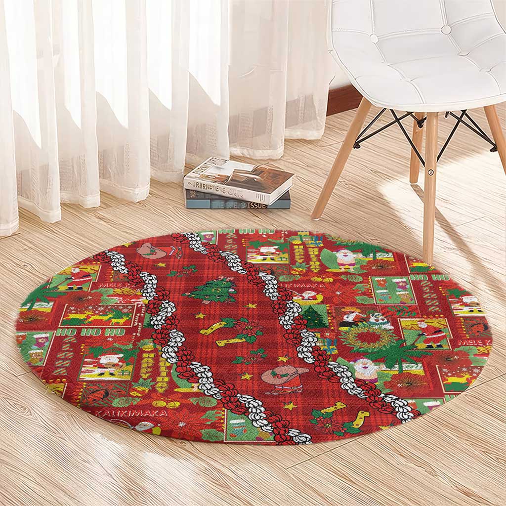 Mele Kalikimaka Pakalana Pikake Lei Round Carpet Hawaiian Rodeo Paniolo Omaomao Palaka - Polynesian Pride