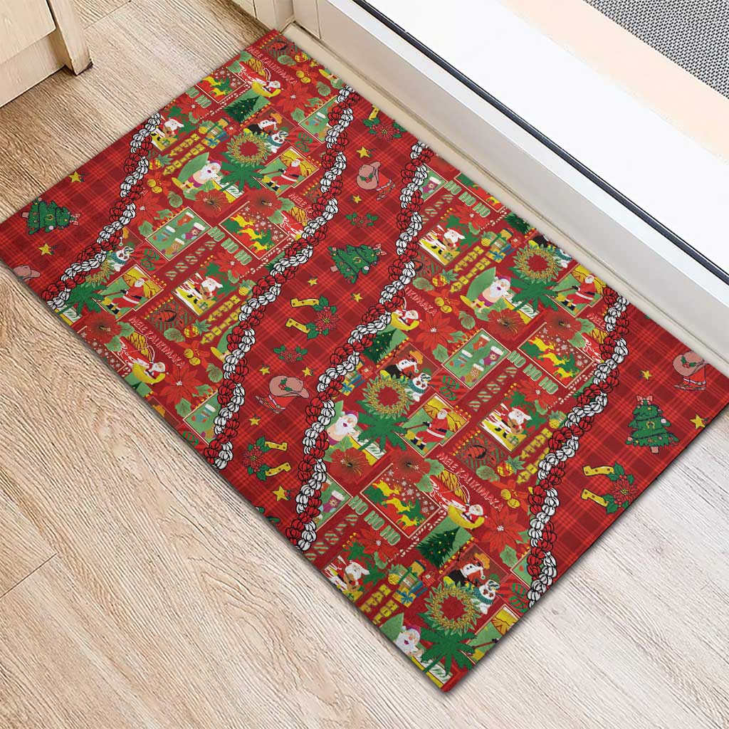 Mele Kalikimaka Pakalana Pikake Lei Rubber Doormat Hawaiian Rodeo Paniolo Omaomao Palaka - Polynesian Pride