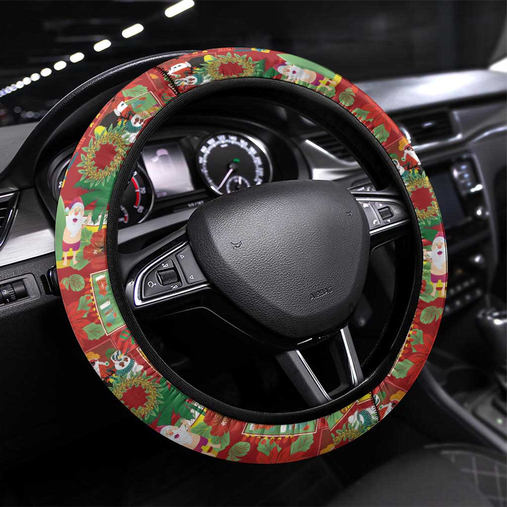 Mele Kalikimaka Pakalana Pikake Lei Steering Wheel Cover Hawaiian Rodeo Paniolo Omaomao Palaka - Polynesian Pride