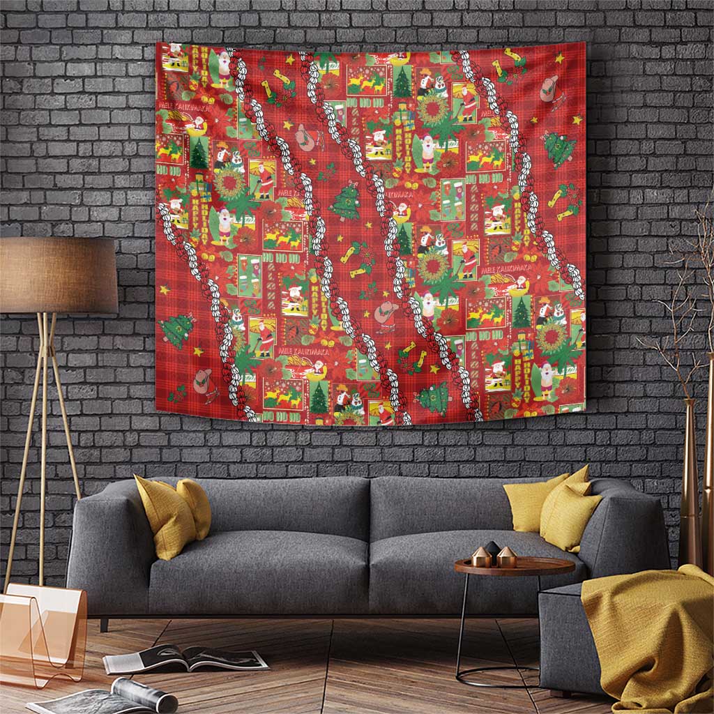 Mele Kalikimaka Pakalana Pikake Lei Tapestry Hawaiian Rodeo Paniolo Omaomao Palaka - Polynesian Pride